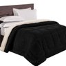 Edredom Queen Pele de Carneiro Alaska Sherpa/Manta Dupla Face - Preto - 1