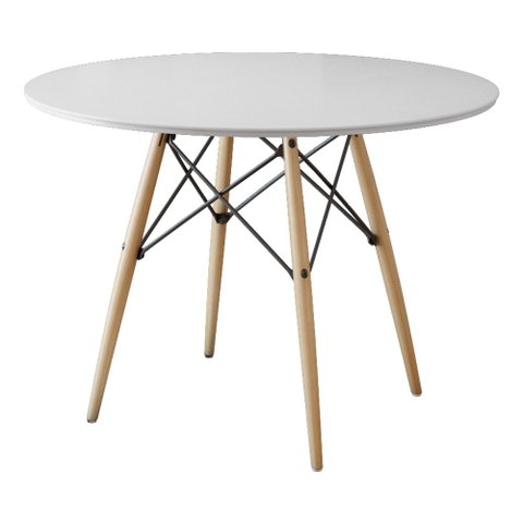 Mesa Eiffel Wood Tampo de Madeira 110cm - Branco