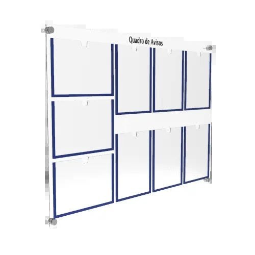 Quadro de Avisos em Acrílico 9 Folhas Colorido - Azul - 2