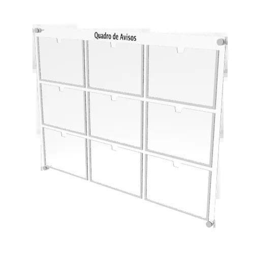 Quadro de Avisos em Acrílico 9 Folhas Colorido - - Branco Brilhante - 1