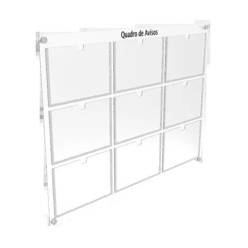 Quadro de Avisos em Acrílico 9 Folhas Colorido - - Branco Brilhante - 2