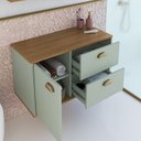 Ver imagem 5 de Gabinete de Banheiro 100% MDF com Espelheira 2 Portas sem Cuba Lívia 80cm Yescasa Verde/Freijó/Moscatel