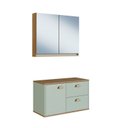Ver imagem 2 de Gabinete de Banheiro 100% MDF com Espelheira 2 Portas sem Cuba Lívia 80cm Yescasa Verde/Freijó/Moscatel