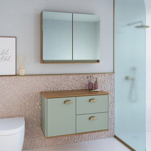 Gabinete de Banheiro 80cm 100% Mdf com Espelheira 2 Portas sem Cuba Lívia