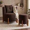Ver imagem 1 de Kit Poltrona e Puff Luna Decorativa Curvo Orgânico Boucle Montanaris Decor