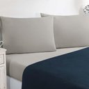 Ver imagem 2 de Jogo de Cama Malha Lençol 100% Algodão Gran Moratta 3 Peças Solteiro - Azul Marinho-palha