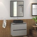 Ver imagem 1 de Armário de Banheiro Urban 3 Gavetas 100% Mdf Argento/Preto 59526 - Móveis Bosi