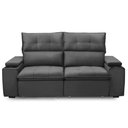 Ver imagem 3 de Sofá Retrátil Reclinável para Sala 3 Lugares 230cm Niels F04 Veludo Cinza Escuro - Lyam Decor