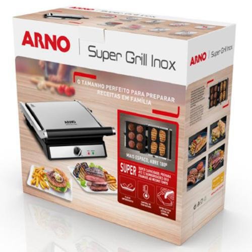 Super Grill Arno Inox Ggra Abertura 180° - Inox 1200w - 7