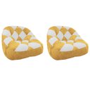 Ver imagem 1 de Kit 02 Poltrona Paloma Escritório Sala Pé Plástico Suede Mostarda e Suede Branco - Dominic Decor