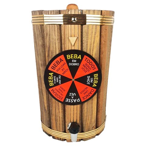 Pingometro Adega Tonel Rústico Gira Roleta Shot Decor