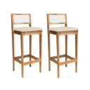 Ver imagem 2 de Kit 2 Banquetas Estofada em Linho Encosto Palhinha Bruna:mel com Palha