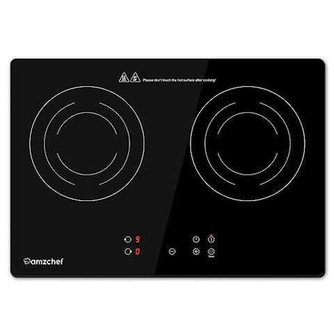 Amzchef Cooktop Dupla de Indução 2 Bocas com 9 Níveis de Potência (preto)