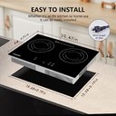 Ver imagem 3 de Amzchef Cooktop Dupla de Indução 2 Bocas com 9 Níveis de Potência (preto)