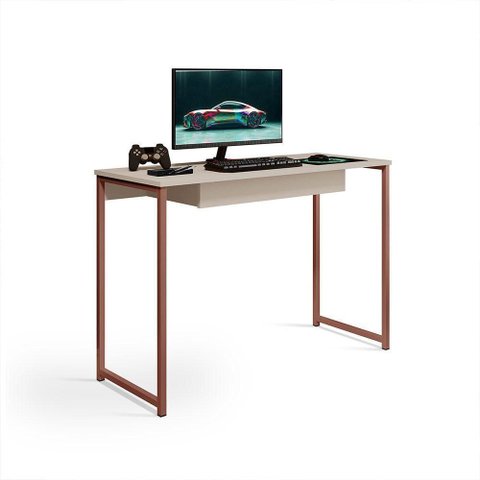 Escrivaninha com Gaveta Megane 110 X 45 Klm Store Cobre com Off White