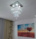 Ver imagem 1 de LUSTRE DE CRISTAL PARA QUARTO,SALA,BASE DE INOX ESPELHADO DE 30X30CM,COM 40CM DE ALTURA