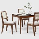 Ver imagem 6 de Mesa de Jantar Retangular com Vidro para 4 Lugares Addar 135 cm Natural com Off-White Fosco