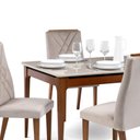 Ver imagem 5 de Mesa de Jantar Retangular com Vidro para 4 Lugares Addar 135 cm Natural com Off-White Fosco