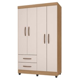 Guarda Roupa Solteiro 4 Portas Pederneiras Nature Off White - 2