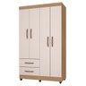 Guarda Roupa Solteiro 4 Portas Pederneiras Nature Off White - 2