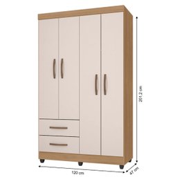Guarda Roupa Solteiro 4 Portas Pederneiras Nature Off White - 4