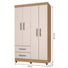Guarda Roupa Solteiro 4 Portas Pederneiras Nature Off White - 4