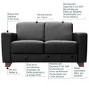 Ver imagem 2 de Sofá 2 Lugares Sala de Estar 1,55M Estocolmo Couro Preto - Gran Belo