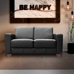 Sofá 2 Lugares Sala de Estar 1,55M Estocolmo Couro Preto - Gran Belo - 6