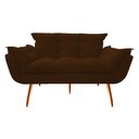 Ver imagem 2 de Kit Namoradeira + 2 Poltronas Decorativa Opala Suede Marrom Pés Madeira Ms Decor