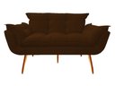 Ver imagem 2 de Kit Namoradeira + 2 Poltronas Decorativa Opala Suede Marrom Pés Madeira Ms Decor