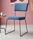 Ver imagem 2 de Cadeira de Jantar Minimalista Roma Tecido Linho Azul Base Aço Preto - Ooca Móveis