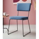Ver imagem 2 de Cadeira de Jantar Minimalista Roma Tecido Linho Azul Base Aço Preto - Ooca Móveis