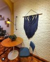 Ver imagem 5 de Cadeira de Jantar Minimalista Roma Tecido Linho Azul Base Aço Preto - Ooca Móveis