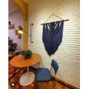 Ver imagem 5 de Cadeira de Jantar Minimalista Roma Tecido Linho Azul Base Aço Preto - Ooca Móveis