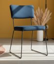 Ver imagem 4 de Cadeira de Jantar Minimalista Roma Tecido Linho Azul Base Aço Preto - Ooca Móveis