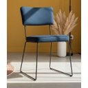 Ver imagem 4 de Cadeira de Jantar Minimalista Roma Tecido Linho Azul Base Aço Preto - Ooca Móveis