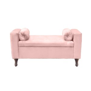 Recamier Baú Félix 120cm Suede Rosa Bebe - Dominic Decor Felix