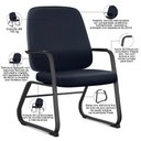 Ver imagem 3 de Kit 02 Cadeiras Executiva Diretor Base Fixa Hub F02 Sintético Azul - Lyam Decor