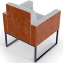 Ver imagem 2 de Kit 4 Poltronas Decorativas Sala Base Fixa Metal Helô L02 Linho Cinza Couríssimo Camel - Lyam