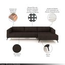 Ver imagem 3 de Sofá Bipartido Sala de Estar Kiara 292cm Chaise Direito Pés de Ferro Couro Marrom G52 - Gran Belo