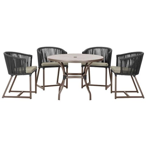 Mesa com 4 Cadeiras e Noronha Estofado 8 Trama Original Preto