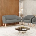 Ver imagem 2 de Kit 01 Namoradeira 02 Lugares e 01 Poltrona Stella Suede Grafite Pés Palito Natural - D'Rossi