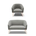 Ver imagem 1 de Kit 01 Namoradeira 02 Lugares e 01 Poltrona Stella Suede Grafite Pés Palito Natural - D'Rossi