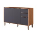 Ver imagem 1 de Gabinete de Cozinha Modulado Balcão Divina com 3 Portas e 2 Gavetas sem Tampo 120cm Freijo-titanium
