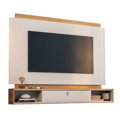 Painel Decorativo Home Mdp Tv até 75 Polegadas com Led Hogan Tauari/off White G77 - Gran Belo