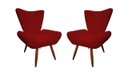 Ver imagem 1 de Kit 2 Poltronas Decorativa Emilia Suede Vermelho Pés Madeira Mz Decor