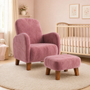 Ver imagem 1 de Poltrona Amamentação Viena Suede + Puff Macio Quarto Bebe:Rosa