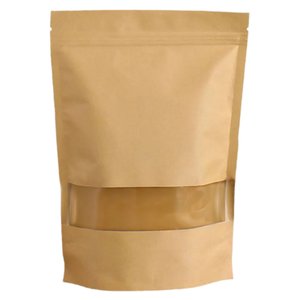 Saco Stand Up Pouch Kraft com Visor e Zíper 12 X 19 Cm - Pacote com 50 Unidades