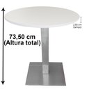 Ver imagem 5 de Mesa Alpha Inox 73,50 cm (Alt) Base Quadrada Tampo MDP Redondo 60 cm (Larg) X 2,50 cm (Alt) Branco