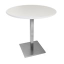 Ver imagem 1 de Mesa Alpha Inox 73,50 cm (Alt) Base Quadrada Tampo MDP Redondo 60 cm (Larg) X 2,50 cm (Alt) Branco